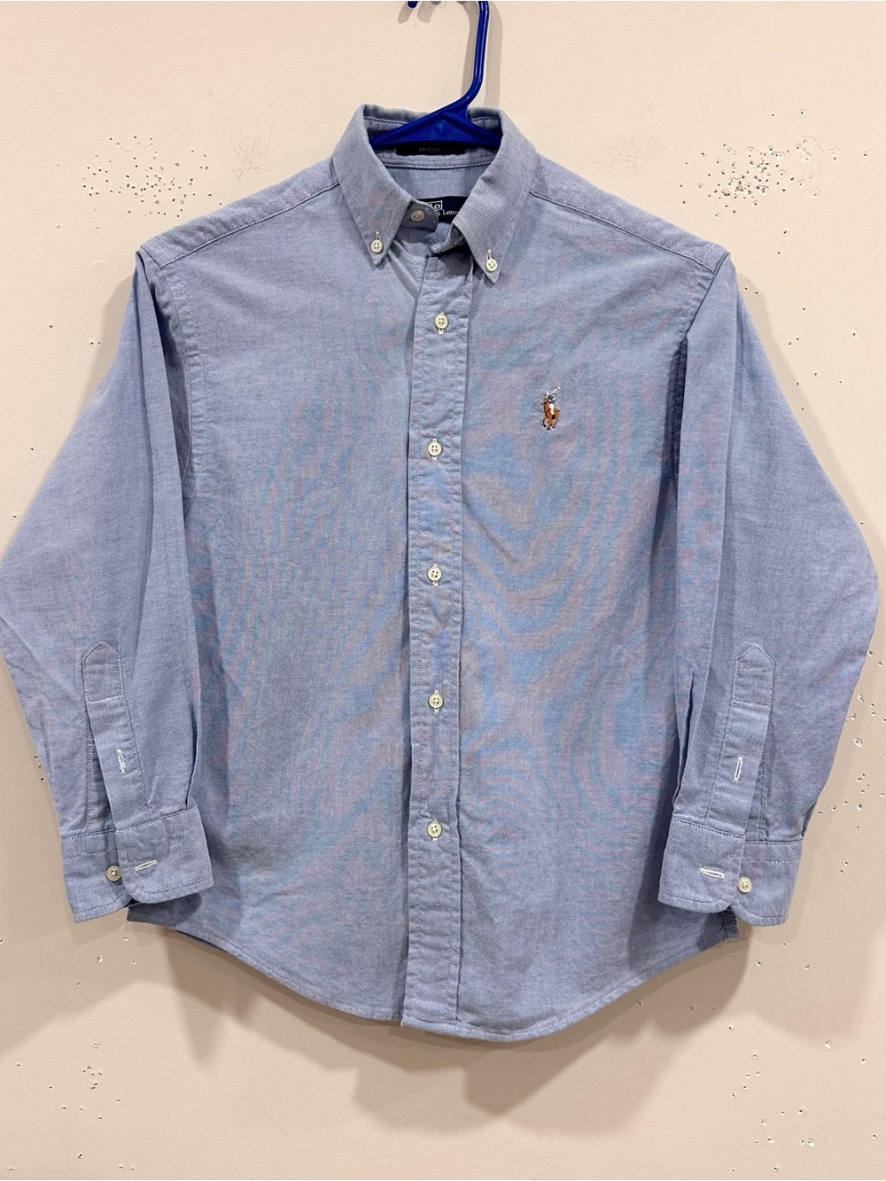 Polo Ralph Lauren Boys Blue Cotton Oxford Button Down Long Sleeve Shirt Size 10